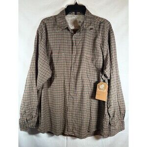 Bugle Boy Authentics Plaid Cotton Button-Up Shirt Long Sleeve L Brown Black